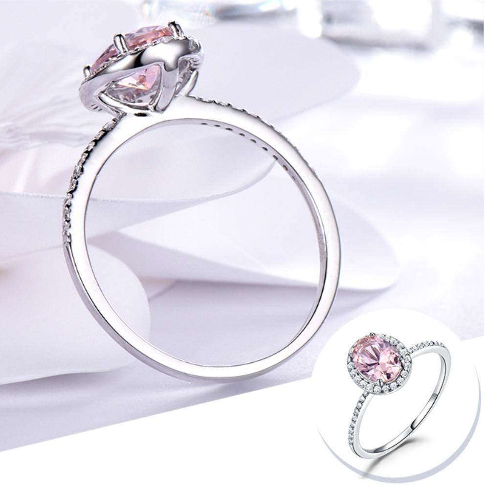 Овальный розовый нано морганит из настоящего стерлингового серебра 925 пробы для женщин серьги кольца ювелирные изделия комплект
