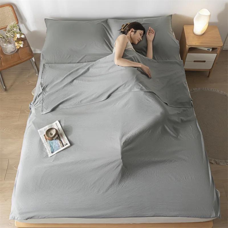 Легкий мытый хлопковый спальный мешок класса А, мягкий портативный дорожный спальный мешок для взрослых, грязеотталкивающая простыня для путешествий, отеля