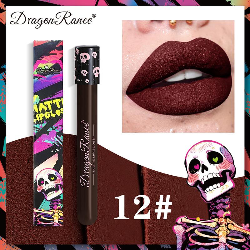 12 Color Halloween Lip Gloss Makeup Black Green Purple Lipstick Christmas Tint Moisturizer Waterproof Matte Lipstick Lip Pigment