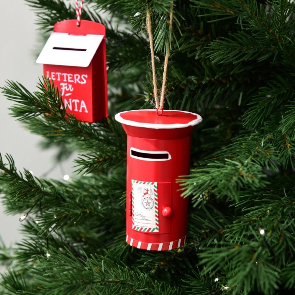 New Iron Christmas Mailbox Mini Metal Iron Pendant Portable Christmas Tree Decoration