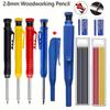 2pcs/set Woodworking Pen Set, New Plastic Woodworking Pen with Eraser, Deep Space Positioning Automatic Pencil, Built-in Sharpener, Woodworking