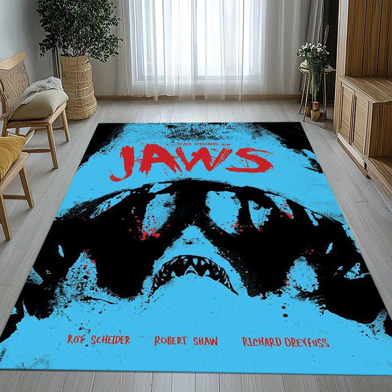 Horror Movie Jaws Shark Living Room Non-Slip Area Rug Soft Carpet for Bedroom Kids Playroom Sofa,Home Decor Doormat Gift