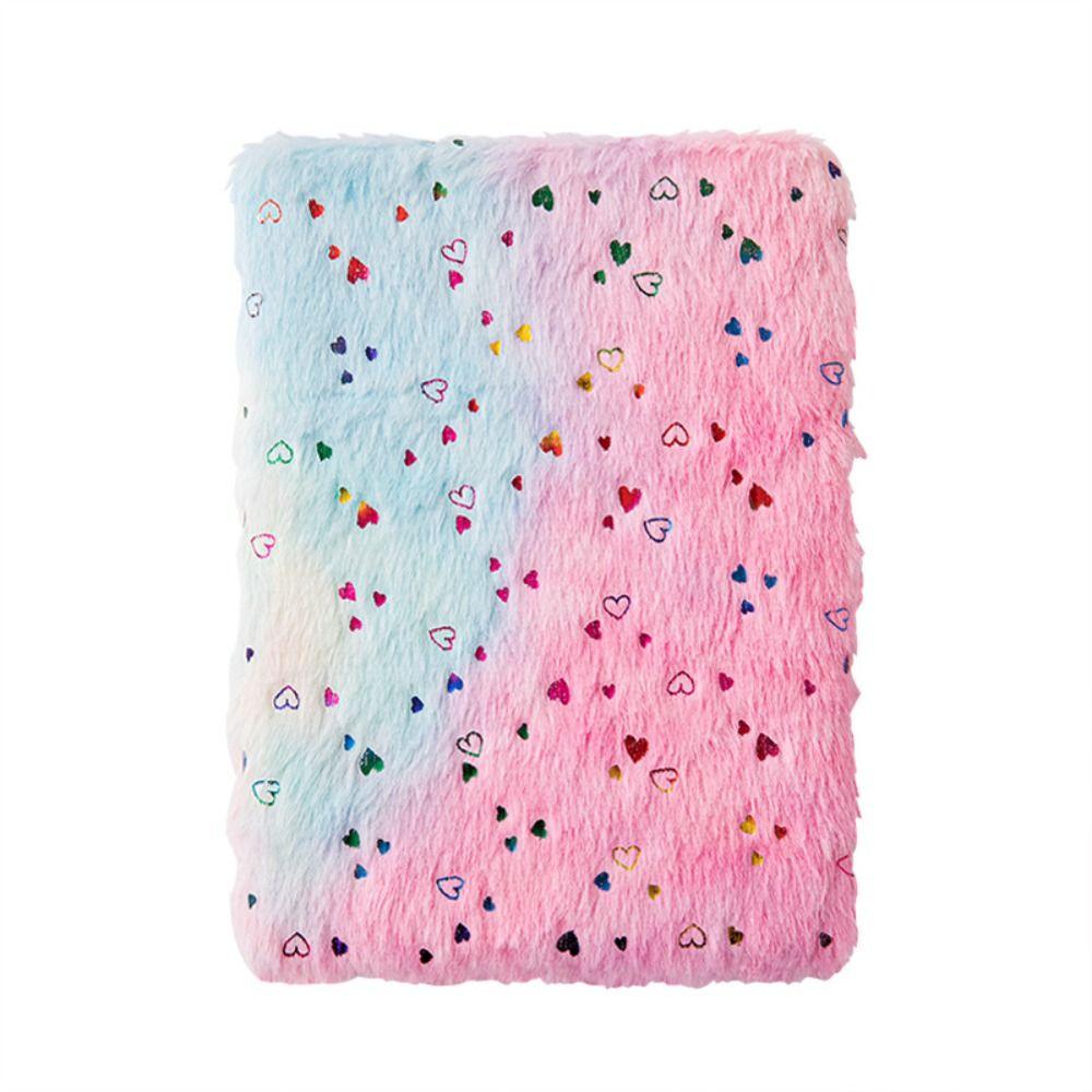 Gradient Colored Plush Fluffy Covered Notebook Funny Student Notebook Office Supplies
