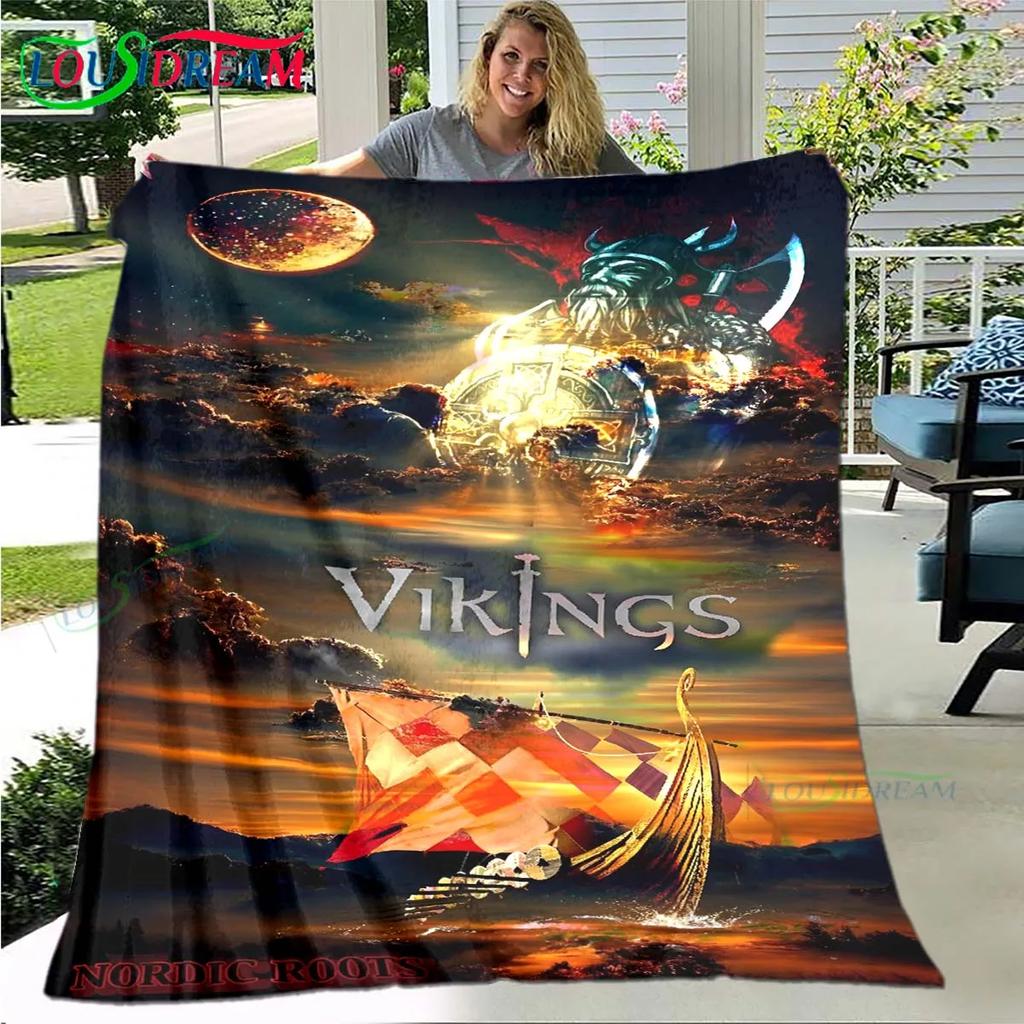 Nordic Viking Mythology Soft Blanket Sports Living Room Bedroom Sofa Bed Blanket Birthday Gift Travel Office Lunch Break Blanket