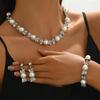 Retro Pearl Jewelry Set: Necklace, Earrings & Bracelet for Bridal Accessories
