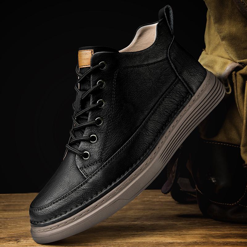 Зимние плюшевые ботильоны с круглым носком, уличные износостойкие рабочие ботинки, высококачественная мягкая подошва, спортивные мужские ботинки-дезерты на шнуровке