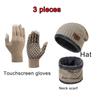 Men Windproof Hat Outdoor Travel Leisure Winter Balaclava Scarf Gloves Three-Piece Thick Cashmere Warm Knitted Hat Neck Protect