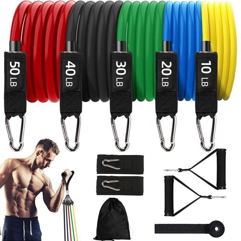 11pcs Resistance Bands Set Bodybuilding Exercise Equipment Fitness Elastic Rope Strength Training Tensioner Workout Expander