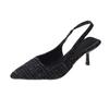 Women Baotou High Heel Sandals Summer New Fashion Low Heel Women Beige Low Heel Black Pointed Toe Luxury High Heel Sandals