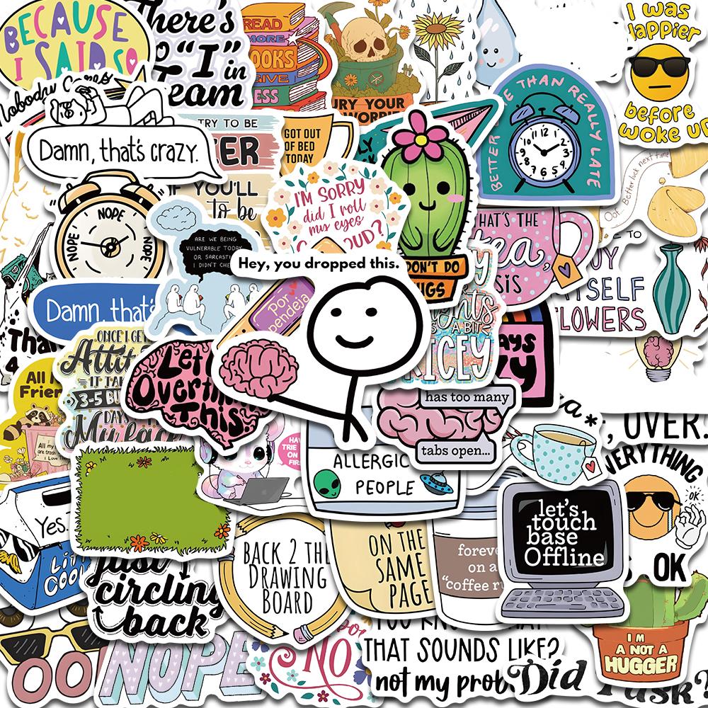 50 шт. Саркастичная наклейка Эстетика Каваи Скрапбук Граффити Украшение Ноутбук Багаж Телефон Скейтборд Водонепроницаемая DIY наклейка
