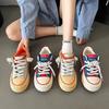 Women's Thick-Soled Casual Pumps Summer New Muffin Color Matching Hong Kong Style Retro White Shoes Women's Canvas Shoes