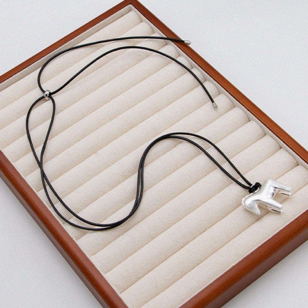Регулируемое ожерелье с подвеской в виде лошади, длинное ожерелье из кожаного шнура, цепочка для свитера с пони, украшение