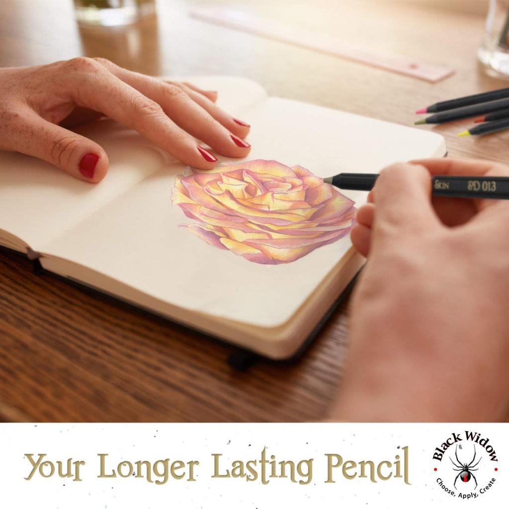 Medihealth 1 Карандаши цветные для взрослых «Черная вдова» для портретов и тонов кожи, художественные цветные карандаши, полный цветовой диапазон с рейтингом светостойкости - -