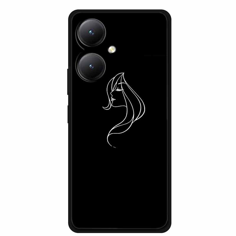Черный мягкий чехол из ТПУ для телефонов Y27 4G, Y35, Y35m+, Y55T 5G - Дизайн с перекрестными линиями