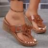 Fashion New Shoes for Women Flower Decor Wedges Slippers Casual Platform Flip Flops Sandals Buckle Strap Slide Slippers Slides Women