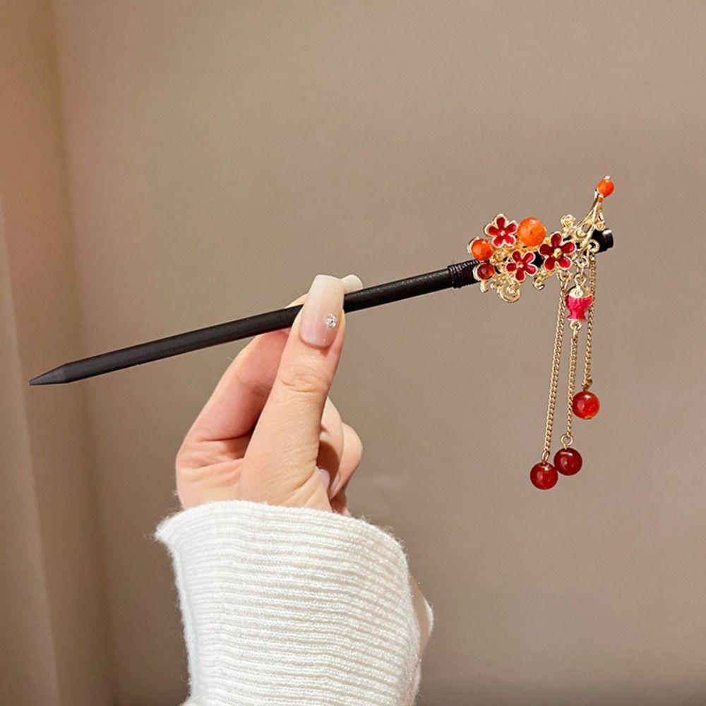 Китайский стиль Цветочная палочка для волос Вилка для волос Ханфу Палочка для волос Классическая деревянная палочка для волос Девушка
