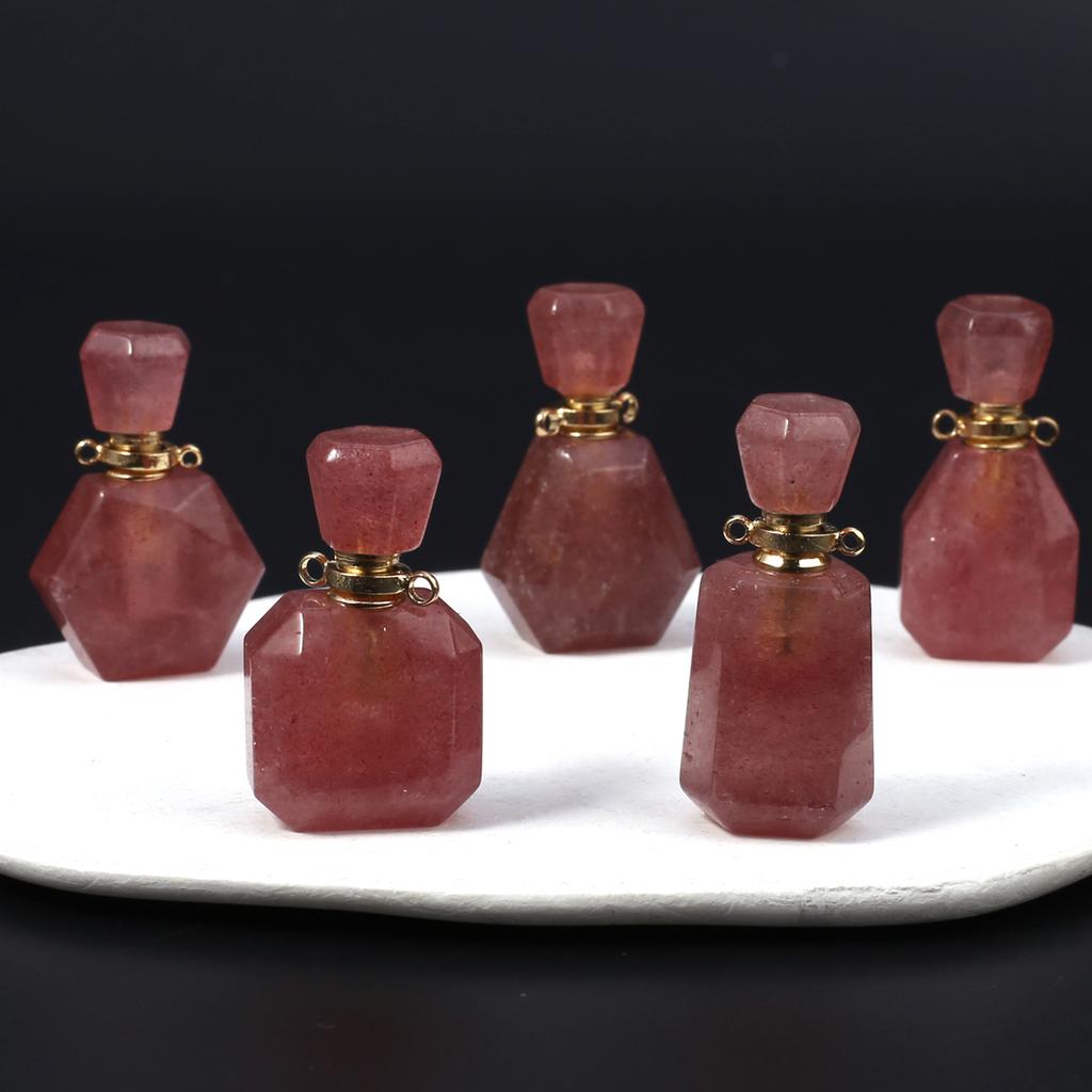 1Pc Boho Reiki Healing Crystal Pendant, Balancing Energy Natural Stone Perfume Bottle Charms for DIY Necklace Hanging Decorative Jewelry Accessories