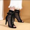 Women Sandals Fashion Sexy Thin High Heels Open Toe Zipper Dancing Shoes Summer Ballroom Dance Short Boots Woman's Plus Size 43