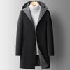 Autumn and Winter Hooded Men's Medium and Long Coat Trench Coat Men's Youth Trend Coat