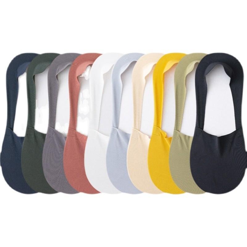 Men Ice Silk Seamless Boat Socks Breathable Cotton Bottom Silicone Non-slip Ankle Invisible Socks for Men