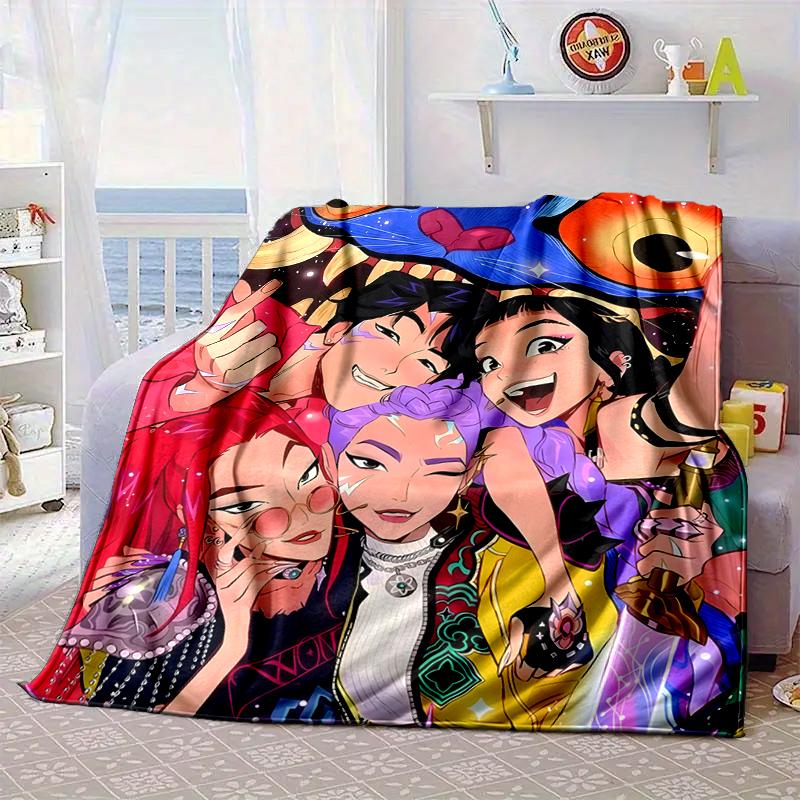 Kpop cartoon Blanket Flannel Blanket for bed, sofa, Camping, Hiking, Picnic Essentials, gift for family Fan gifts