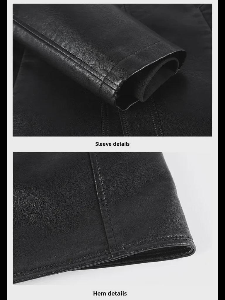 Men's Winter Sheepskin Leather Jacket with Detachable Liner and Real Fur Collar