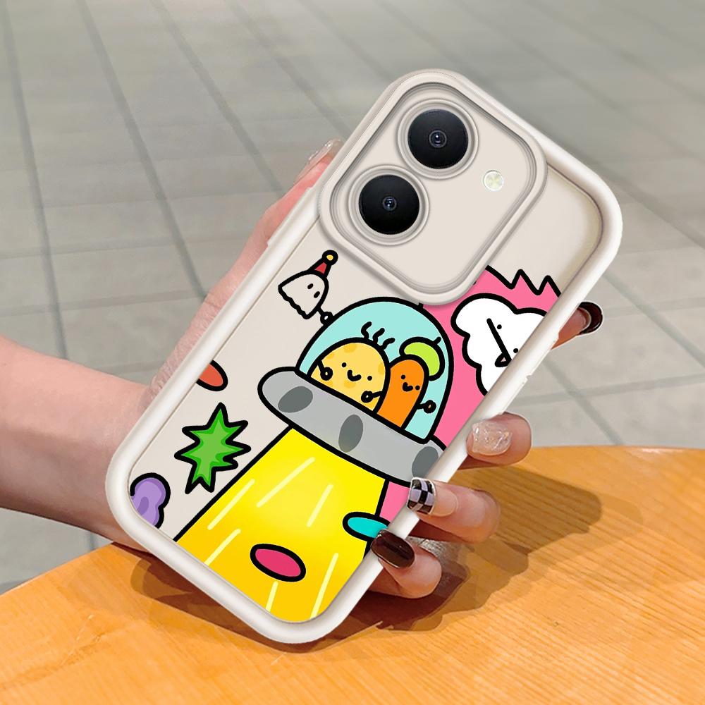 Soft Silicone Square Ladder Printing Pattern Phone Casing Full Cover Camera Shockproof Protection Rubber Case for Vivo