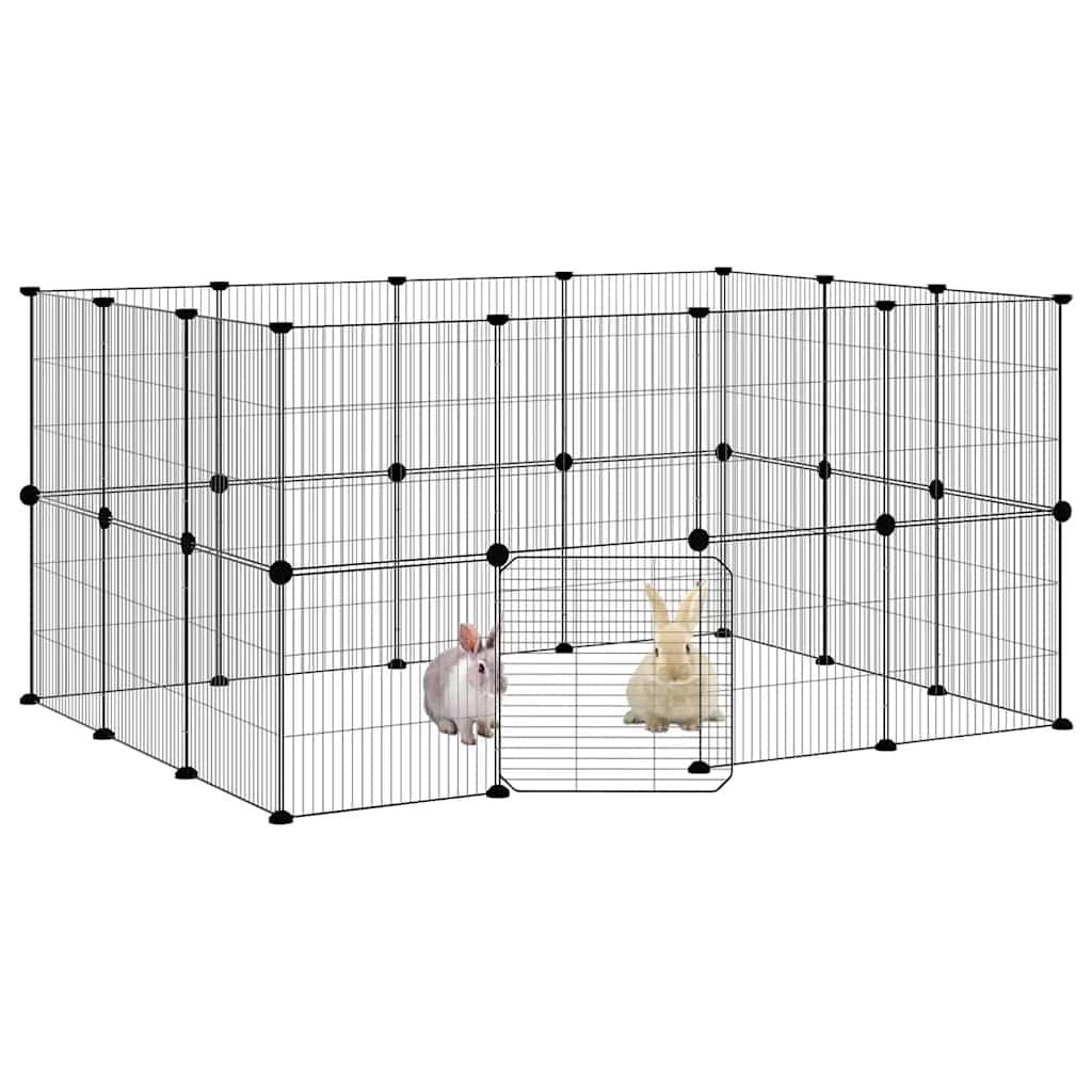 28 Piece Pet Cage with Door Black 35 x 35 cm Steel