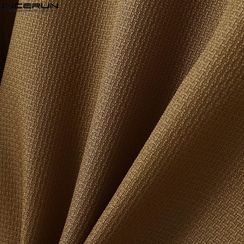 INCERUN Autumn Spring Men Open Front Texture Jacket Coat Long Sleeve Cardigan