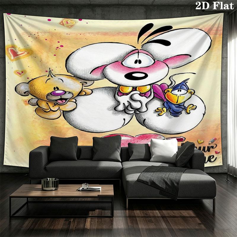 Diddl Custom Name Wall Tapestry Aesthetic Wall Hanging Printed Fabric Blanket Decorative Tapestries for Bedroom Living Room Home Decor