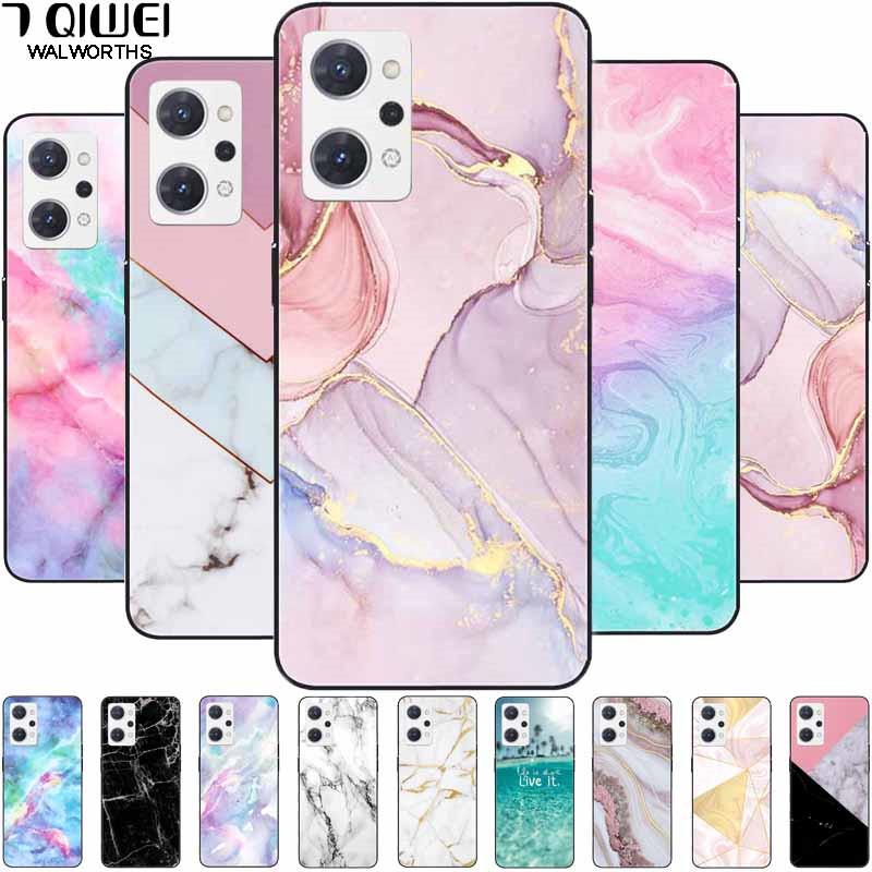 For OPPO Reno 9A 7A Case Soft TPU Fashion Marble Silicone Bumper Covers for OPPO Reno 9 A 5G CPH2523 Reno7A Protector Reno9 A