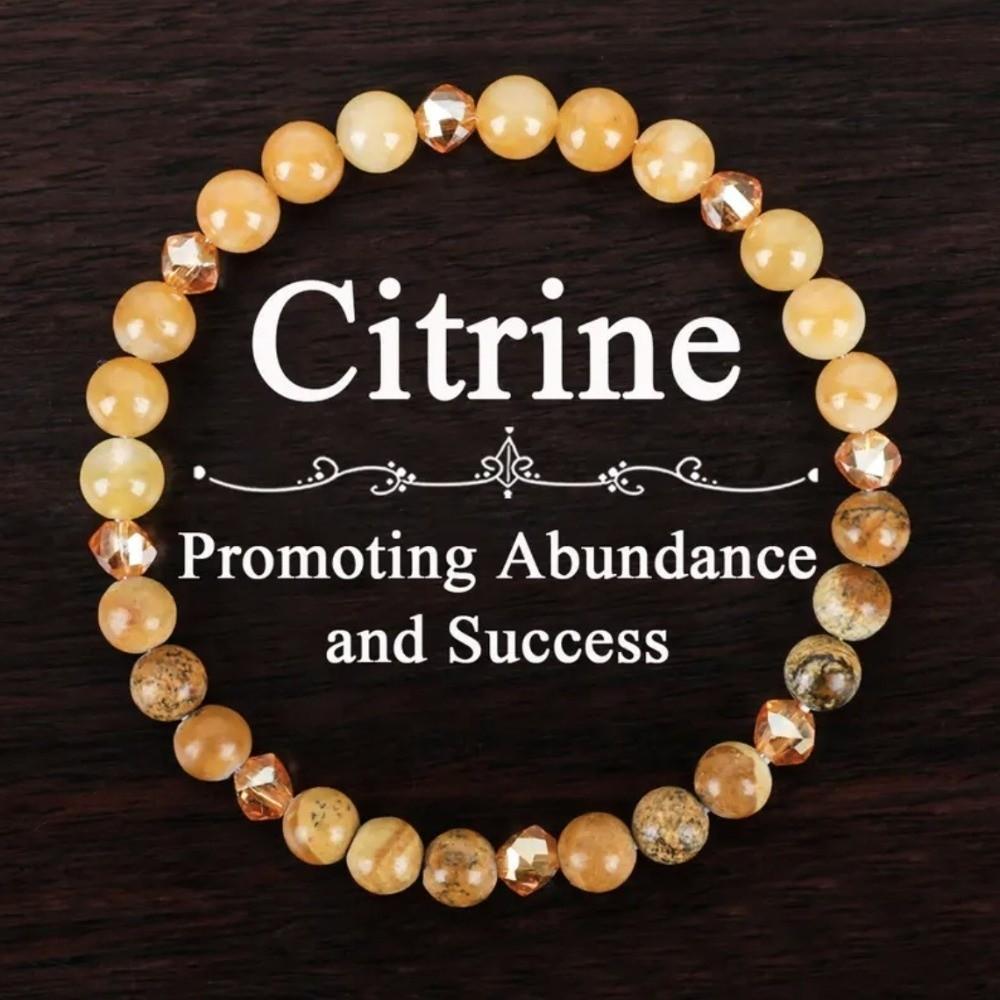 Браслет из натурального камня цитрина, изготовленный вручную, с бусинами 6 мм, браслет-цепочка для пары, парный