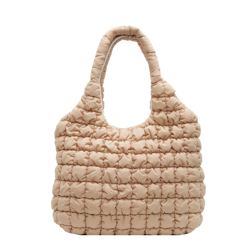 Folded Cloud Bag Women's Down Cotton Clothes Bubble Bag Large Capacity Tote Bag Commuter Messenger Bag Pleated Bag