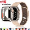 Двухцветный ремешок + Чехол-бампер с полным покрытием для Iwatch S11 10 9 8 7 Регулируемый спортивный ремешок Защита от царапин для Apple Watch 44 45 46 41MM