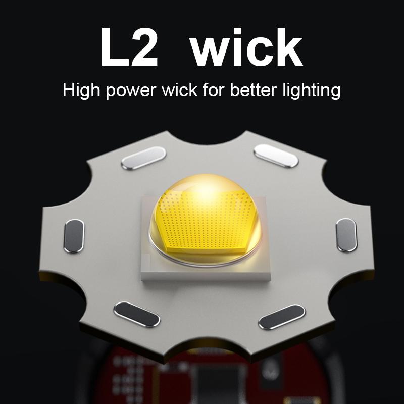 Фонарик для дайвинга высокой мощности L2 с фитилем, 4 режима, регулируемый водонепроницаемый фонарь, рабочий свет для подводной рыбалки, фонарик для рыбалки