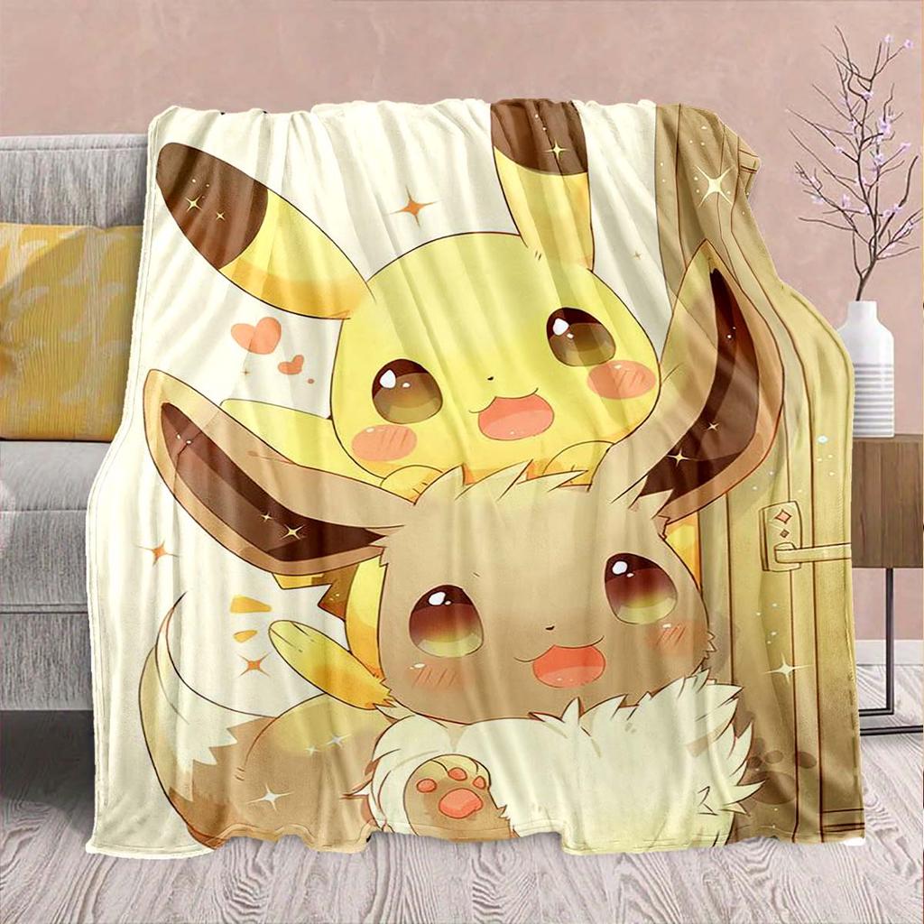 Pokémon Anime Flannel Blanket - Soft Warm Perfect for Sofa, Bedding Camping Travel Office Home Decor -QJY