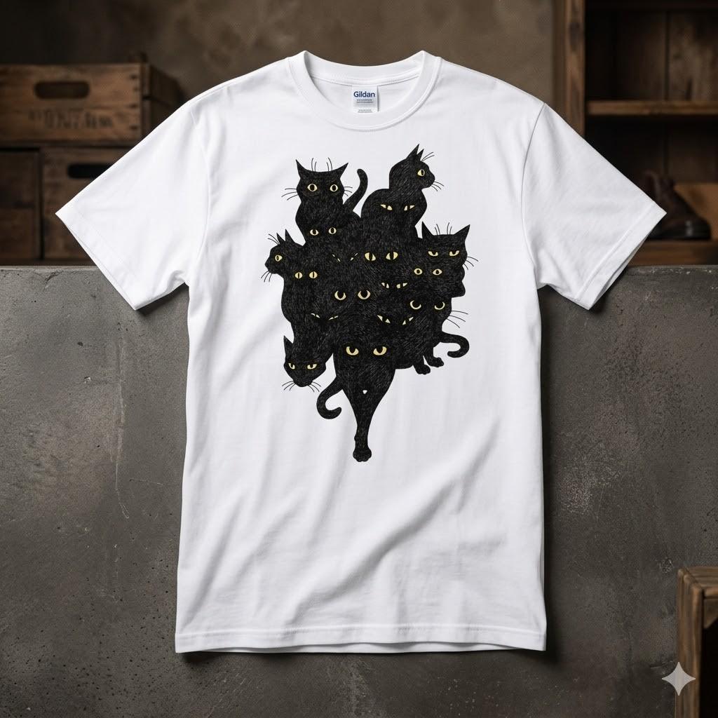Black Cat Cute Spooky Witchy Kitten Lover Halloween Graphic Unisex T-shirt