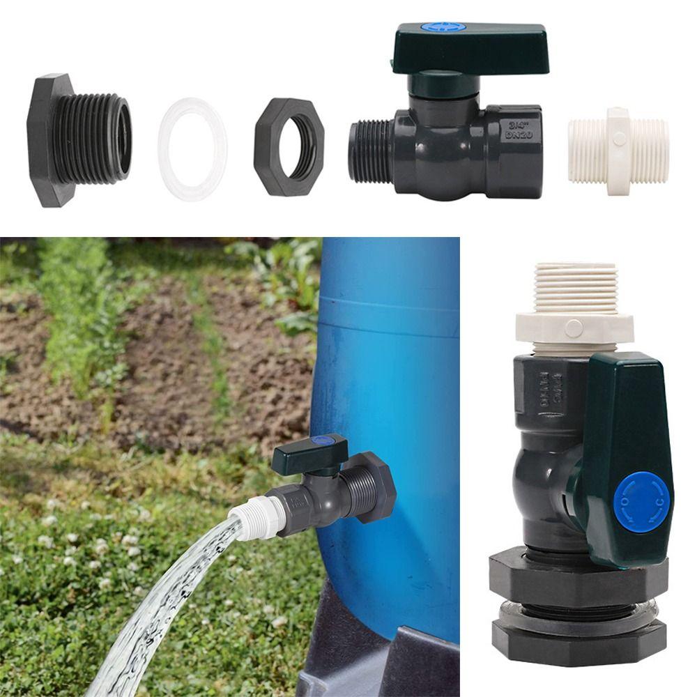 PVC Rain Barrel Valve 3/4 Inch Water Barrel Spigot Kit Durable Fitting Adapter