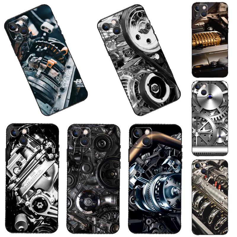 Mechanical Engines Phone Case For iPhone 16 15 14 12 11 13 Pro Max Plus Mini XR 16e Funda Silicone Back Cover
