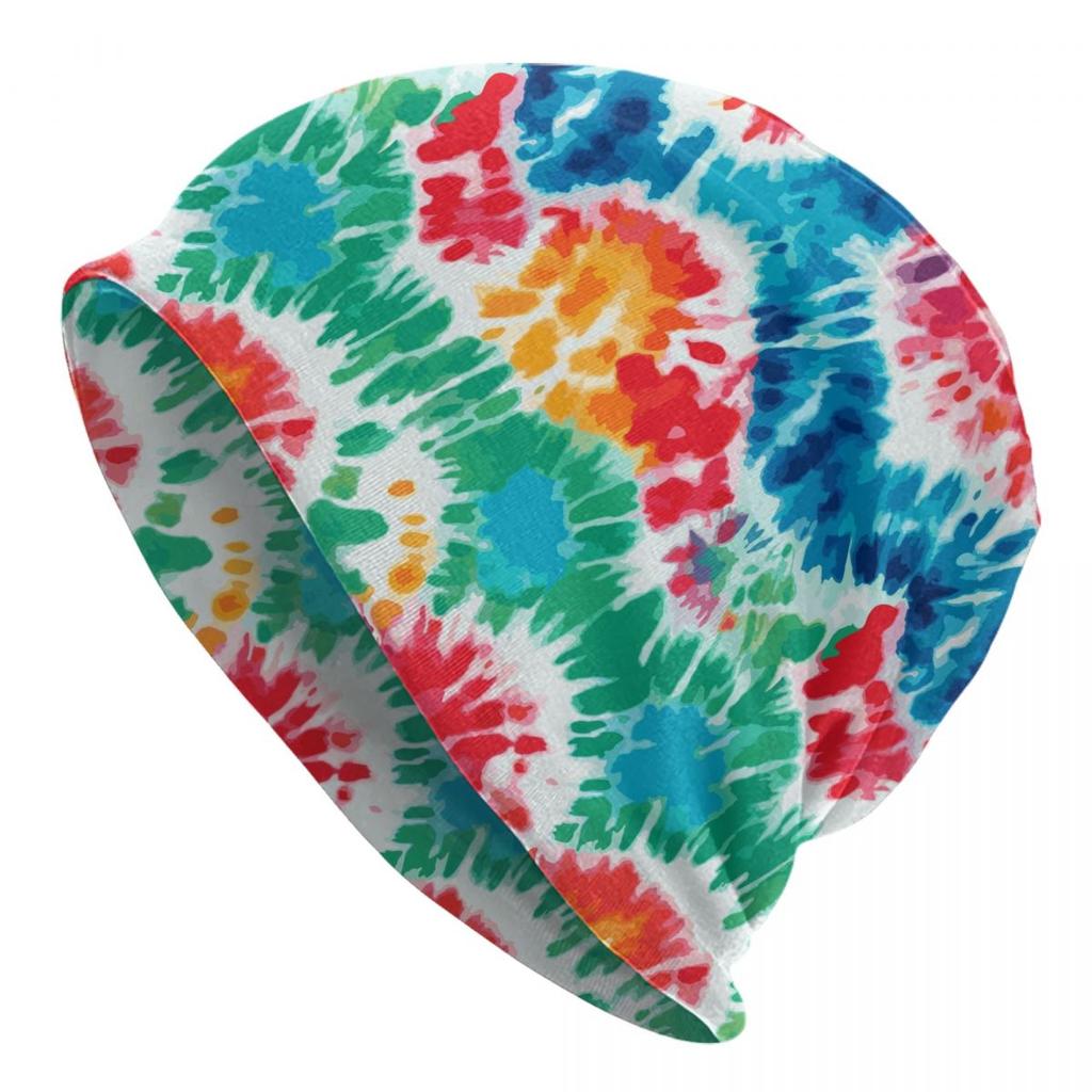 Custom Rainbow Tie Dye Pattern Skullies Beanies Caps Unisex Women Unisex Streetwear Winter Warm Knitting Hat Adult Bonnet Hats