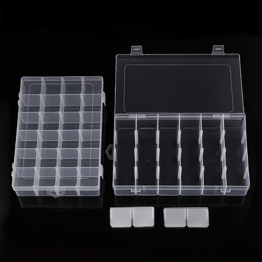 24 Grid Transparent Plastic Box Jewelry Box Beaded Components Fishing Gear Box Hardware Tools Packaging Storage Box