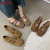 Fashion Fashion Buckle Strap Women Mary Janes Flats Shoes Female Square Toe Footwear Shallow Ladies Flats With Shoes