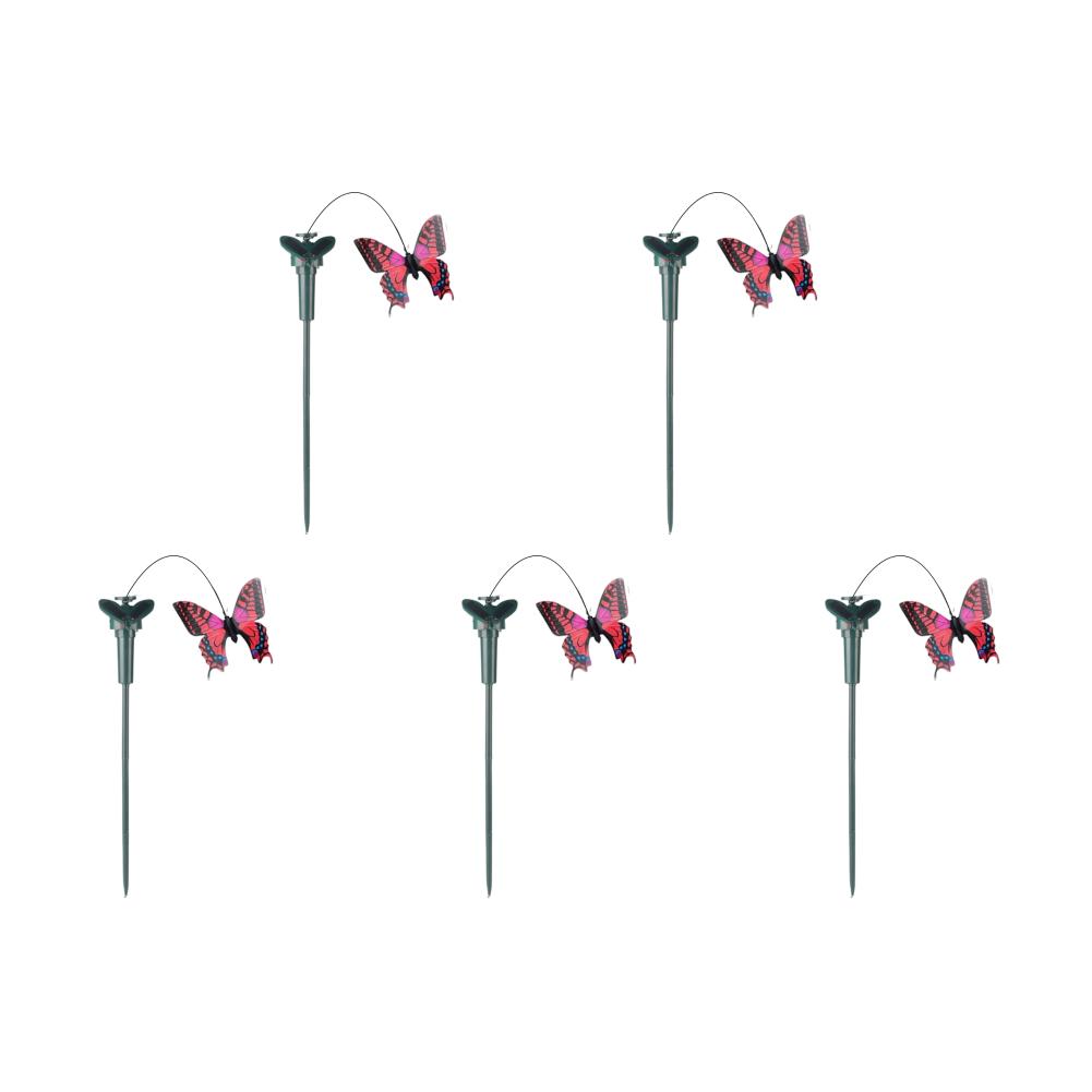 5-1PC Solar Powered Flying Wobble Solar Garden Dancing Ornament Cute Animal Butterfly Bird Garden Stake Outside Ornament Decor