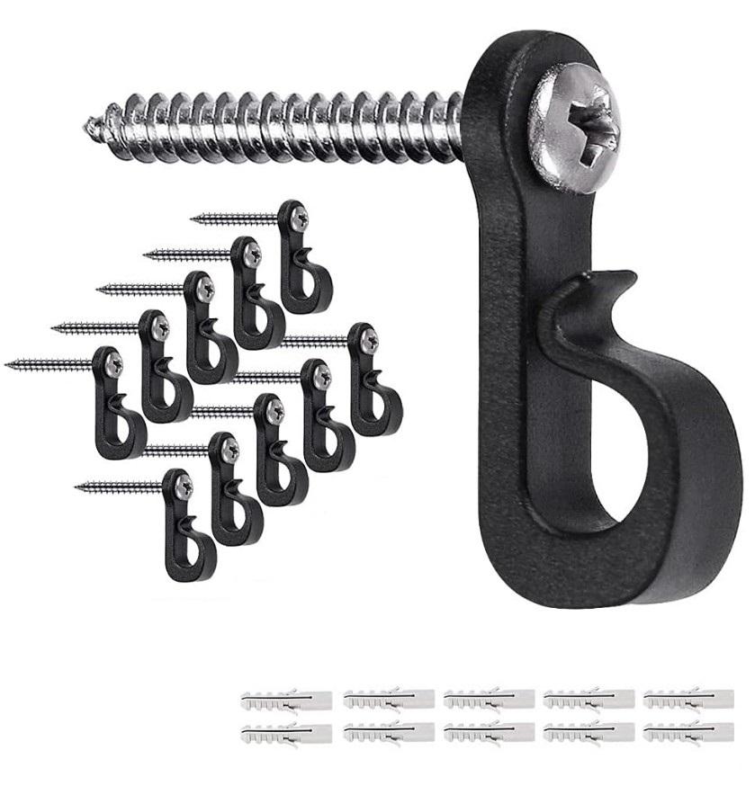10x Screw hooks for hanging lights, garlands, and cable decorations