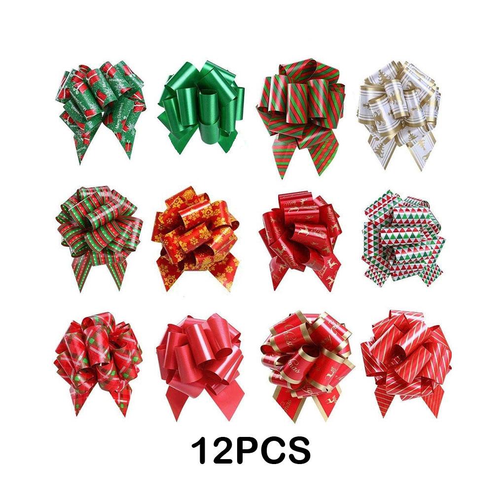 12pcs Christmas Gifts Multicolor Large Pull Bows For Easy Wrapping Christmas Pull Bows Decoration