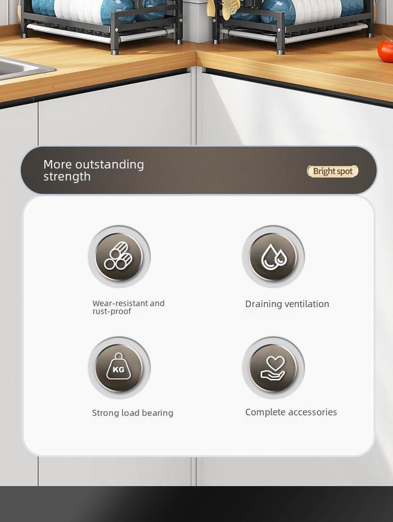 Multi-Layer Kitchen Dish and Bowl Rack with Drainage System