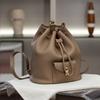 Extra Drawstring Double Leather Bag New Style Frosted Surface Top Layer Cowhide Leather Handbag High-End Sense Minimalist Double Leather Bag