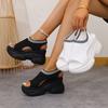 2025 Summer New Platform Sandals Women's Foreign Trade Europe and the United States Large Size Lazy One Pedal Flying Woven Fish Mouth Sports Sandals
