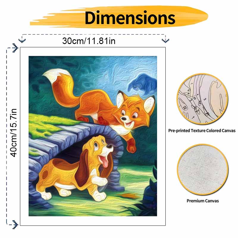 Disney Цифровой набор для масляной живописи лиса и гончая животное ручной DIY роспись для домашнего декора