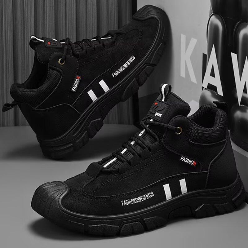 Casual Men's Hiking Shoes Dirt Resistant and Waterproof Boots Retro Suede Men's Boots Soft Soled Lightweight and Wear-resistant Running Shoes